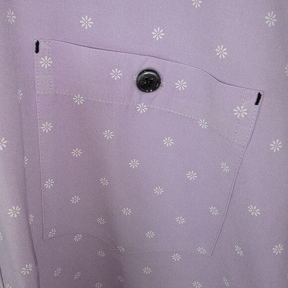 Ted Baker London lavender button-up short sleeve top shirt 5 (xl) - Picture 3 of 8